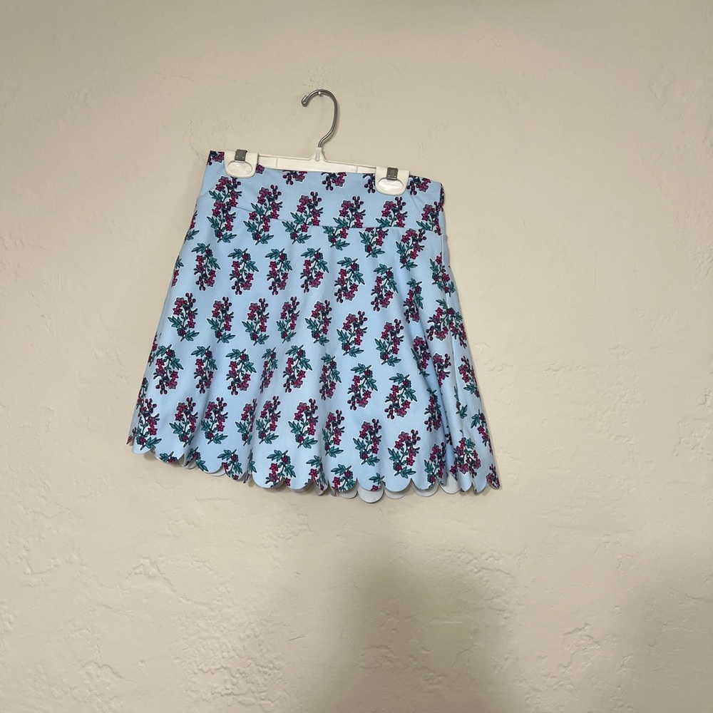 J. Crew Light Blue Floral Scalloped Athletic Skort